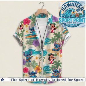 Lilo And Stitch Island Palm Trees Tropical Hawaiian Shirt