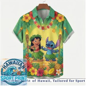 Lilo and Stitch Hula Dance Luau Summer Vacation Hawaiian Shirt