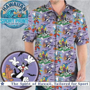 Looney Tunes Halloween Spooky Monsters Vintage Cartoon Hawaiian Shirt