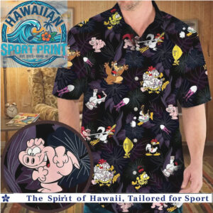Looney Tunes Taz Tweety Bird Tropical Hawaiian Shirt