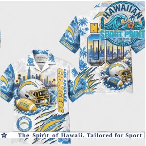 Los Angeles Chargers Football Team Mascot Skyline Aloha Hawaiian Shirt