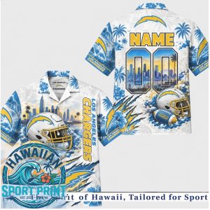 Los Angeles Chargers Football Team Mascot Skyline Aloha Hawaiian Shirt