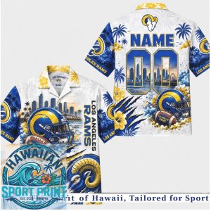 Los Angeles Rams Football Team Mascot Skyline Aloha Hawaiian Shirt