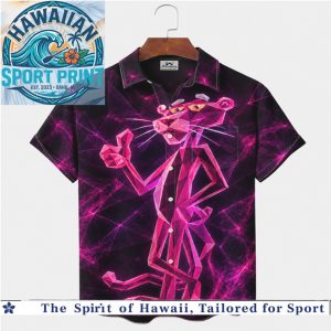 Low Poly Pink Panther Neon Laser Retro Cartoon Hawaiian Shirt