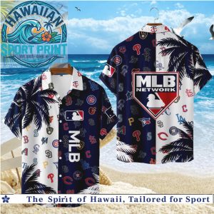 MLB Network Baseball Team Logos Tropical Palm Tree Hawaiian Shirt