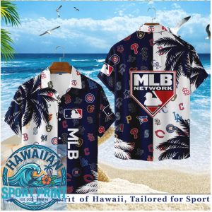 MLB Network Baseball Team Logos Tropical Palm Tree Hawaiian Shirt