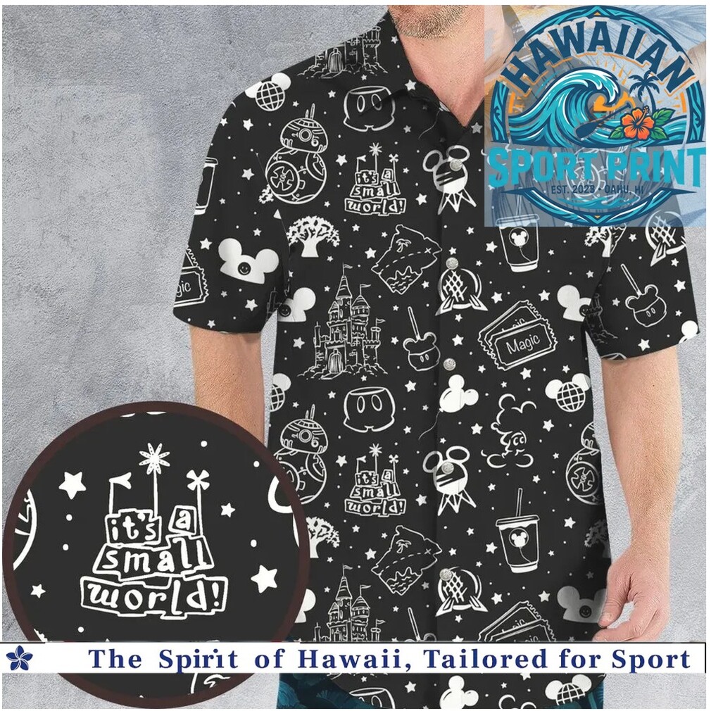 Magic Castle Mickey Theme Park Monochrome Sketch Hawaiian Shirt Magic Castle Mickey Theme Park Monochrome Sketch Hawaiian Shirt