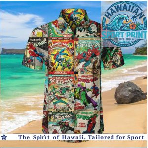 Marvel Comics Spider Man Superhero Vintage Comic Book Hawaiian Shirt