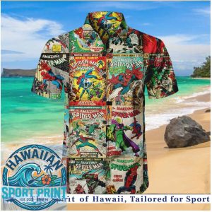 Marvel Comics Spider Man Superhero Vintage Comic Book Hawaiian Shirt