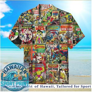 Marvel Comics Superhero Vintage Comic Book Collage Hawaiian Shirt
