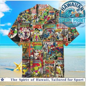 Marvel Comics Superhero Vintage Comic Book Collage Hawaiian Shirt