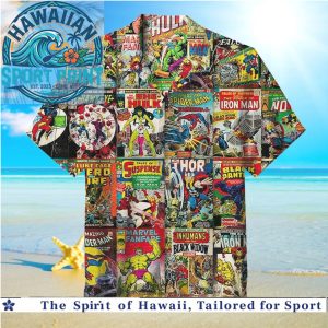 Marvel Comics Superheroes Vintage Collage Retro Style Hawaiian Shirt