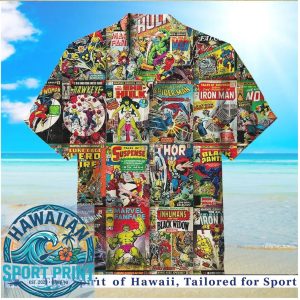 Marvel Comics Superheroes Vintage Collage Retro Style Hawaiian Shirt