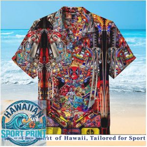 Marvel Deadpool Action Pinball Pattern Graphic Hawaiian Shirt