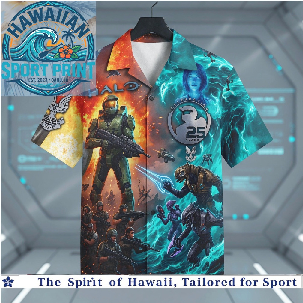 Master Chief Halo 25th Anniversary Gaming Tropical Hawaiian Shirt Master Chief Halo 25th Anniversary Gaming Tropical Hawaiian Shirt