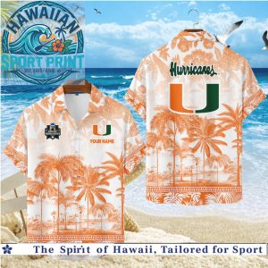 Miami Hurricanes Orange Tropical Palm Beach Hawaiian Shirt