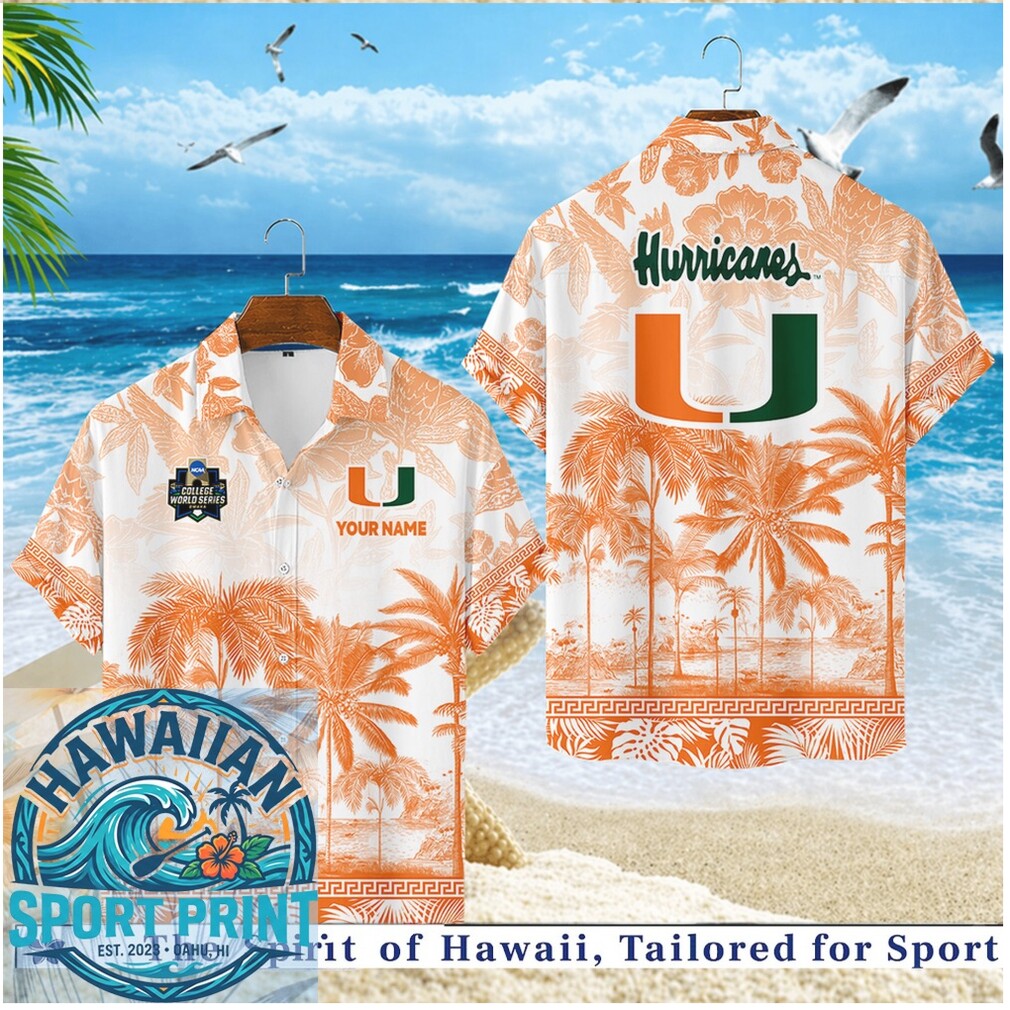 Miami Hurricanes Orange Tropical Palm Beach Hawaiian Shirt Miami Hurricanes Orange Tropical Palm Beach Hawaiian Shirt
