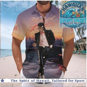 Michael Jackson Billie Jean Sunset Silhouette Tropical Summer Hawaiian Shirt Beach