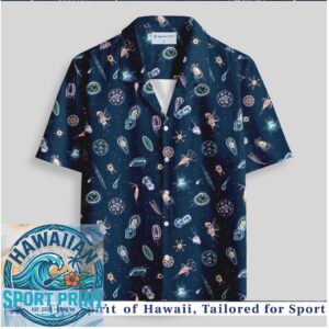 Microscopic Cells Science Biology Universe Dark Hawaiian Shirt