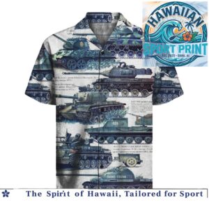 Military Tank Army Combat Vintage Blueprint Hawaiian Shirt