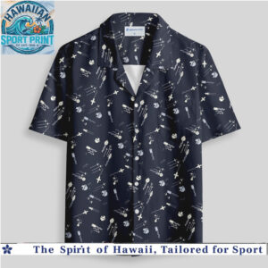 Minimalist Sci Fi Space Ship Starship Abstract Night Hawaiian Shirt