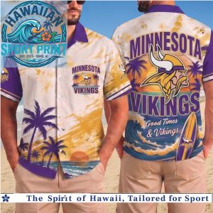 Minnesota Vikings NFL Tropical Sunset Palm Tree Hawaiian Shirt Beach Aloha