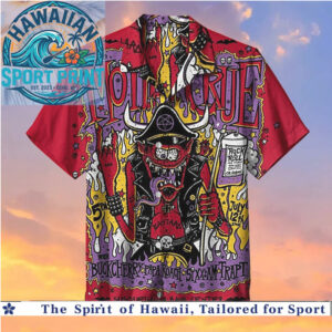 Motley Crue Heavy Metal Rock Band Devil Skull Hawaiian Shirt