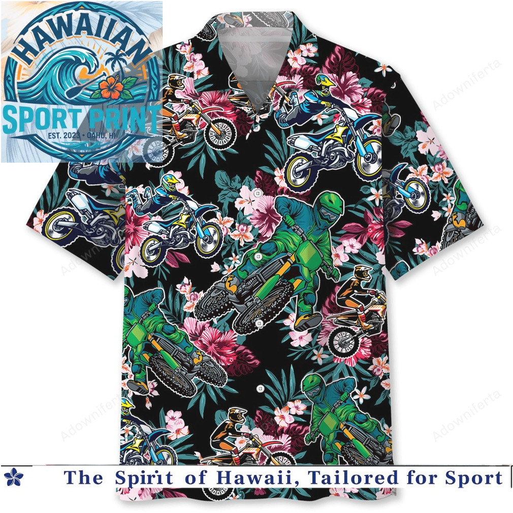 Motocross Floral Extreme Sports Tropical Summer Aloha Shirt Motocross Floral Extreme Sports Tropical Summer Aloha Shirt