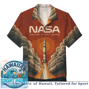 NASA Space Program Apollo Mission Vintage Retro Hawaiian Shirt