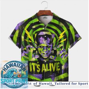 Neon Frankenstein Monster It's Alive Scary Halloween Hawaiian Shirt