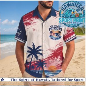 New England Patriots Tropical Sunset Palm Beach Aloha Hawaiian Shirt