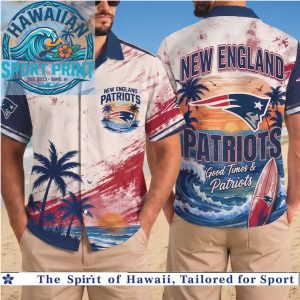 New England Patriots Tropical Sunset Palm Beach Aloha Hawaiian Shirt