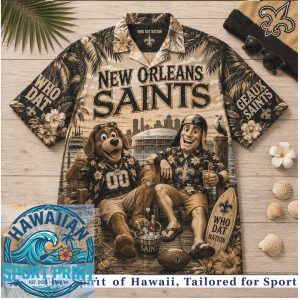 New Orleans Saints Who Dat Football Mascot Tropical Beach Summer Hawaiian Shirt