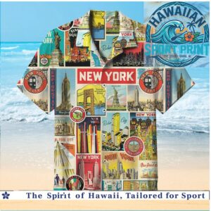 New York City Skyline Landmarks Vintage Travel Poster Hawaiian Shirt