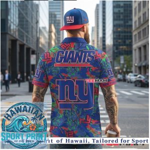New York Giants Aloha Floral Tropical Pattern Summer Hawaiian Shirt