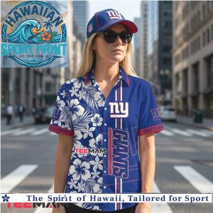 New York Giants Hibiscus Flower Tropical Aloha Summer Hawaiian Shirt