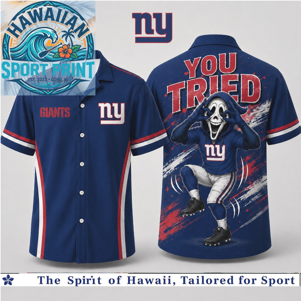 New York Giants Scream Mask You Tried Funny Football Hawaiian Shirt New York Giants Scream Mask You Tried Funny Football Hawaiian Shirt