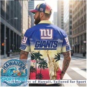 New York Giants Tropical Sunset Statue of Liberty Hawaiian Shirt