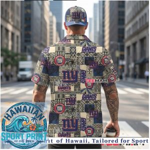 New York Giants Vintage Patchwork Aloha Tropical Summer Hawaiian Shirt
