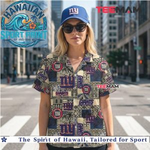 New York Giants Vintage Patchwork Aloha Tropical Summer Hawaiian Shirt