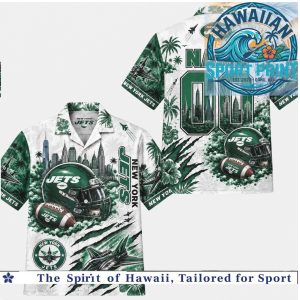 New York Jets Football Hawaiian Shirt Beach Aloha Button Down Shirt