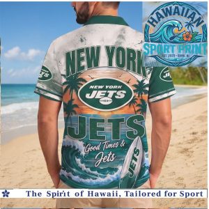 New York Jets NFL Tropical Sunset Palm Tree Hawaiian Shirt Beach Aloha