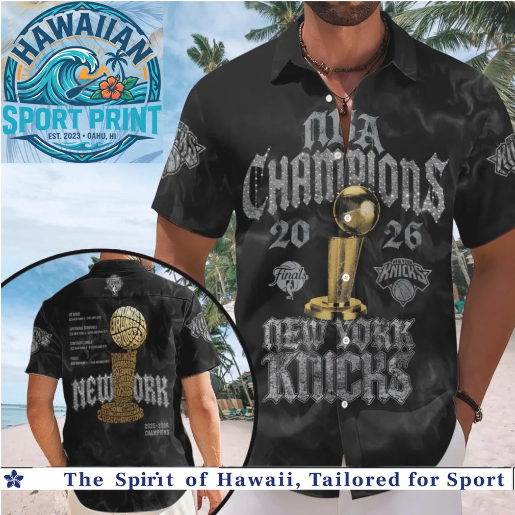 New York Knicks NBA Champions Trophy Basketball Sports Hawaiian Shirt New York Knicks NBA Champions Trophy Basketball Sports Hawaiian Shirt
