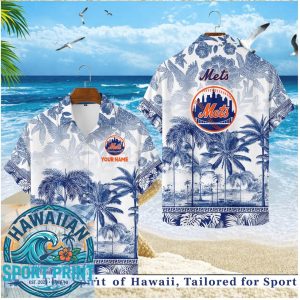 New York Mets Baseball City Skyline Tropical Hawaiian Shirt