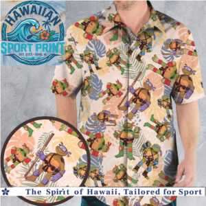 Ninja Turtle Action Tropical Aloha Hawaiian Shirt