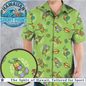 Ninja Turtle Skateboarding Tropical Summer Hawaiian Shirt