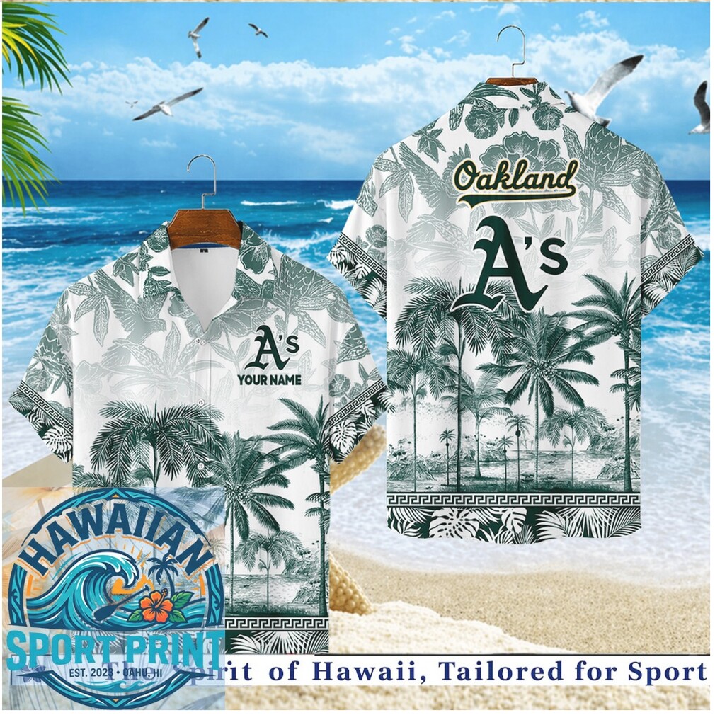 Oakland Athletics Baseball Green Palm Tree Hawaiian Shirt Oakland Athletics Baseball Green Palm Tree Hawaiian Shirt