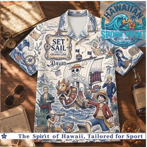 One Piece Anime Pirates Set Sail Grand Line Ocean Adventure Aloha Shirt