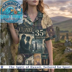 Outlander 35th Anniversary Time Traveler Scottish Highland Romance Aloha Shirt