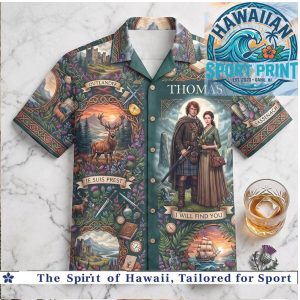 Outlander Jamie and Claire Scottish Highlander Celtic Toile Hawaiian Shirt